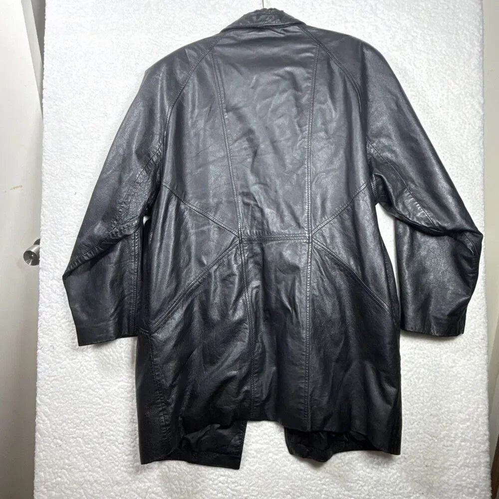 (R1) G III Women's Vintage 80s Black Leather Blazer, Size L, Biker Style